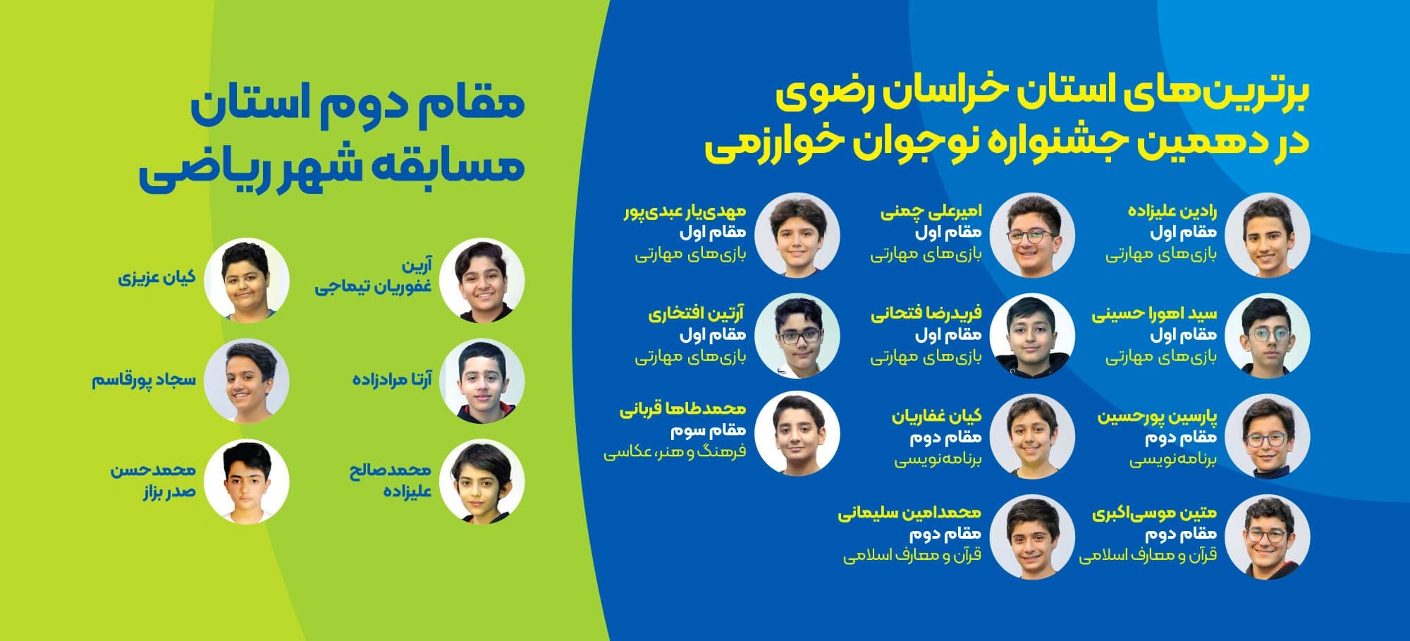 برترين هاى استان خراسان رضوى در دهمين جشنواره نوجوان خوارزمى