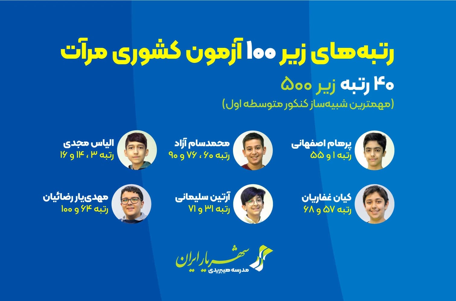 رتبه هاى زير ۱۰۰ آزمون كشورى مرآت
